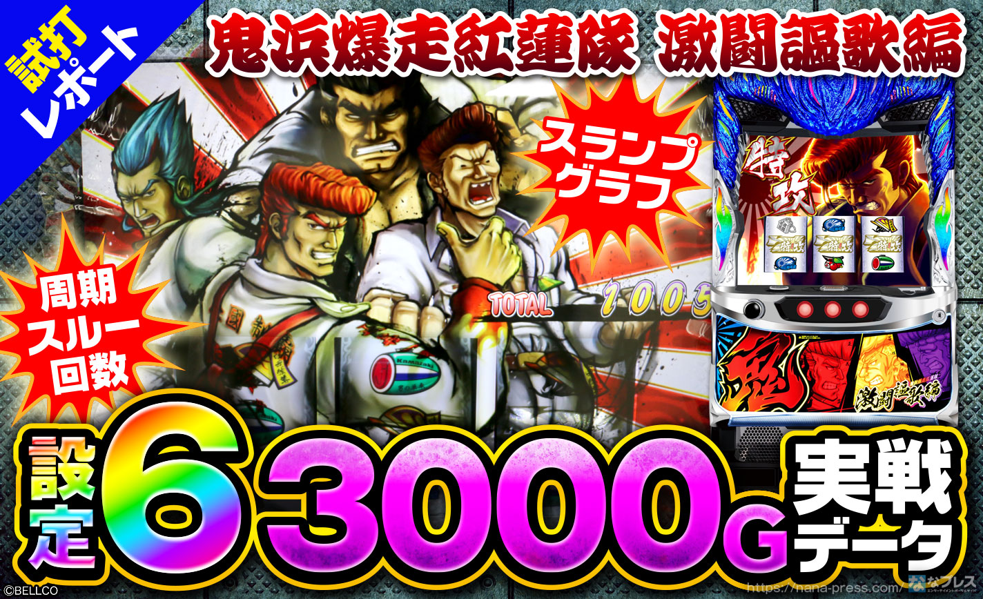 鬼浜爆走紅蓮隊 激闘謳歌編】設定6の約3000G実戦データを公開
