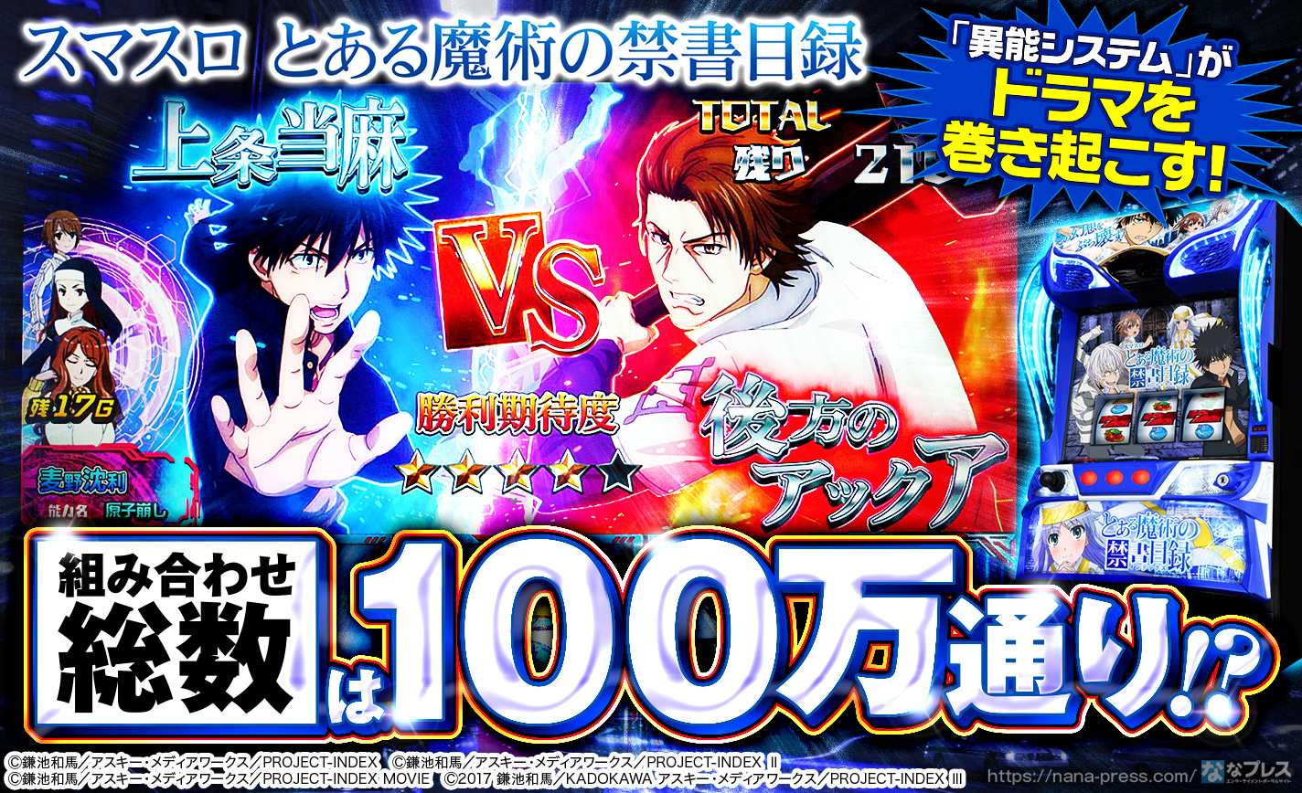 う*ご様 スマスロ　とある魔術の禁書目録　実機　スロット とある魔術の禁書目録』がスマスロで登場、ゲーム展開を左右する