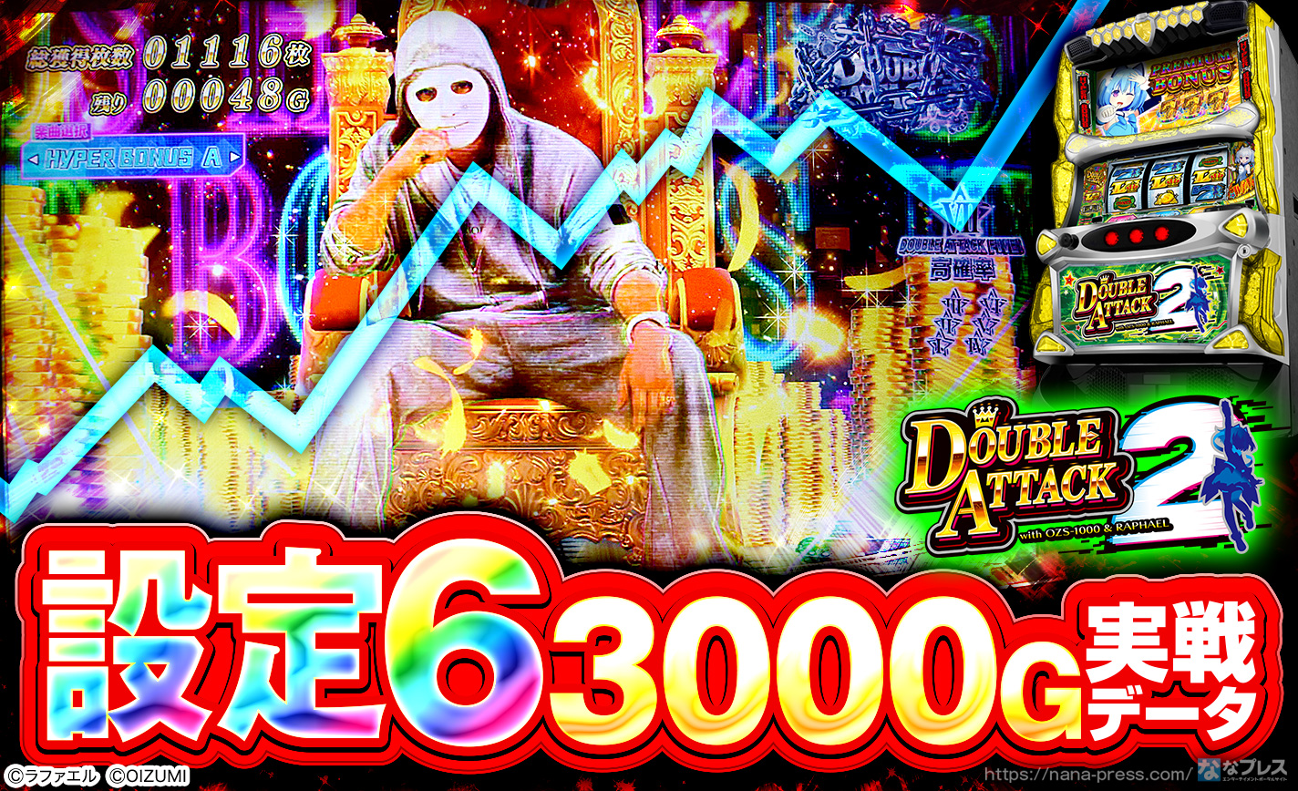 Lダブルアタック2 with OZS-1000＆RAPHAEL】設定6の約3000G実戦